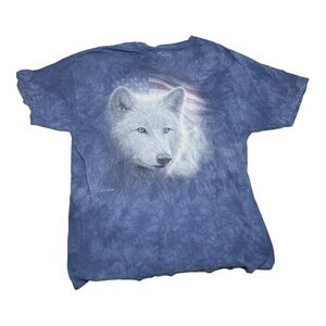 The Mountain Snow Wolf American Flag T-Shirt Size 3XL